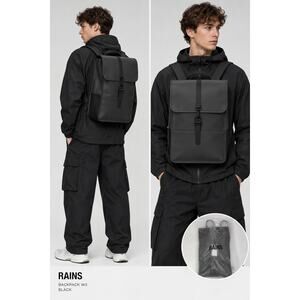 NWT Rains Backpack W3 Black Waterproof Backpack Style 13000